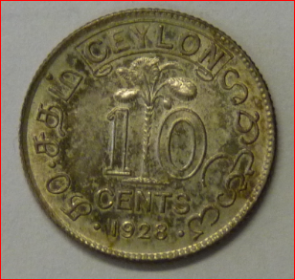 Ceylon 10 cents 1928 KM104a